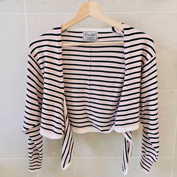 snidel pink black stripe cardigan top - Picture 4 of 6